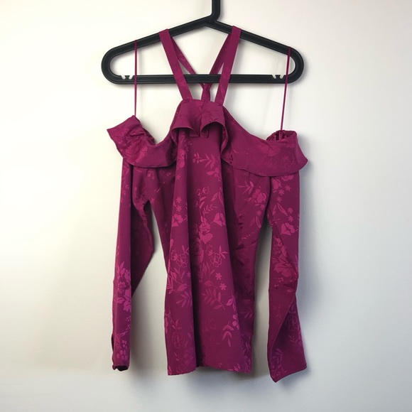 Guess off the shoulder floral pink top - Picture 1 of 5